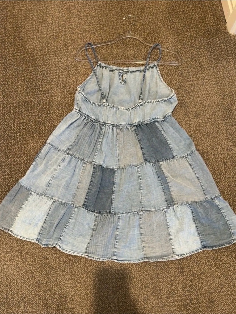 Young Threads Light Denim Patchwork Tiered Mini Dress - Picture 3 of 3